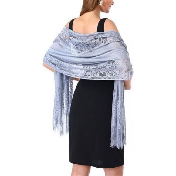Women’s Floral Lace Shawls Wraps Blue - Picture 1 of 3